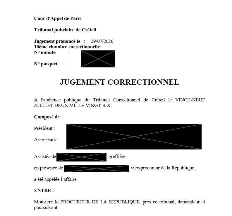 Jugement Créteil